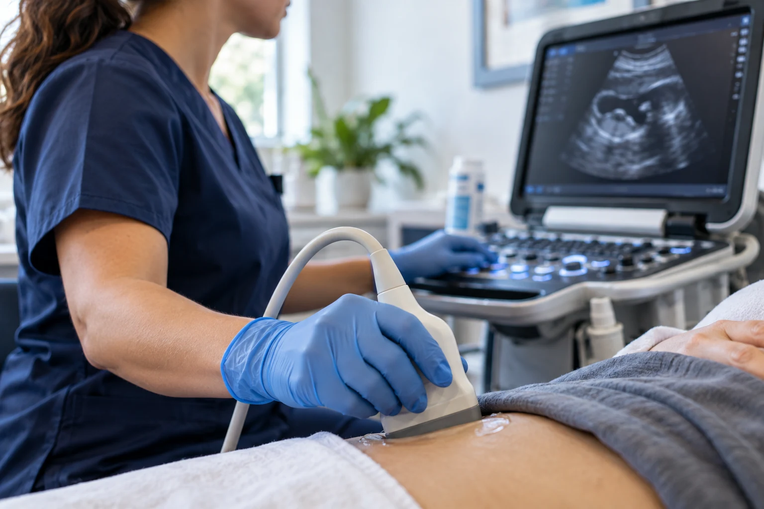 Illustrative ultrasound examination using modern diagnostic equipment